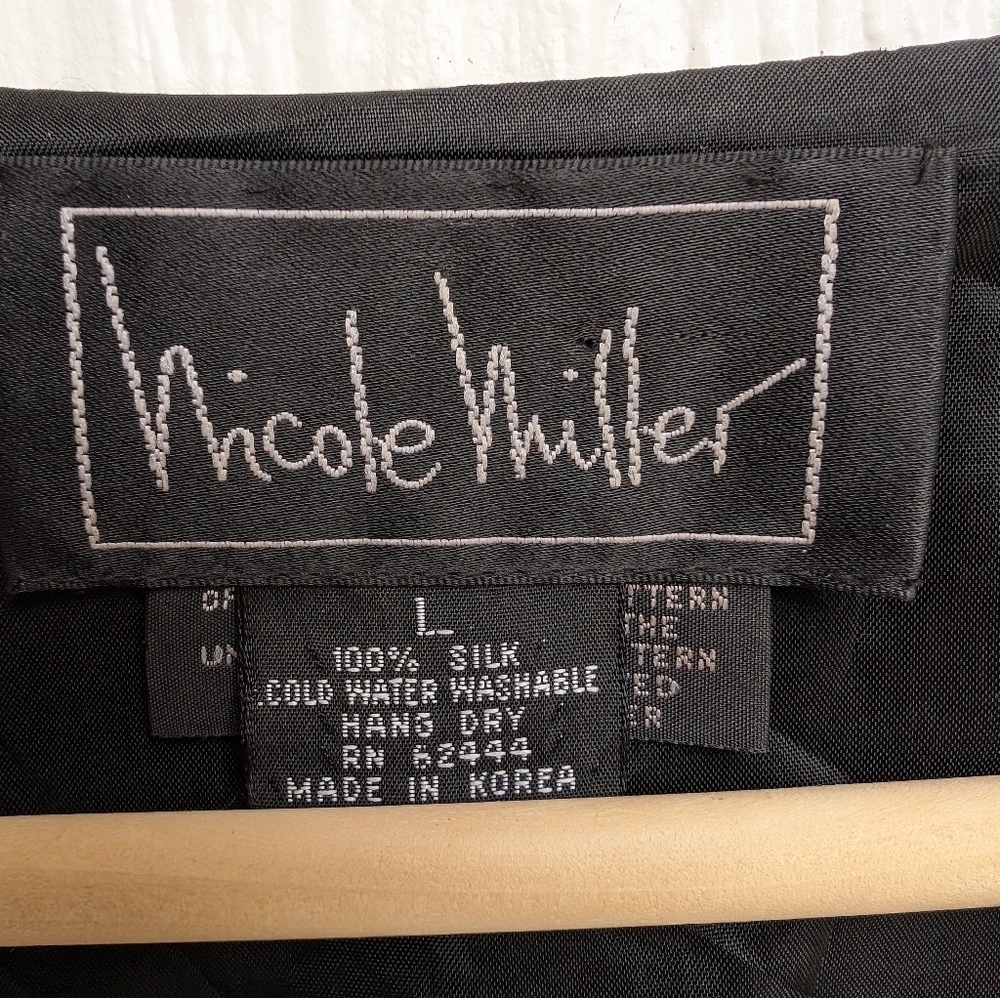 Vtg 90's Nicole Miller 100% Silk Washable Vest Around The World Tourist Travel L - Picture 5 of 7